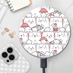 Cute Cat Chef Cooking Seamless Pattern Cartoon Wireless Fast Charger(white) by Salman4z
