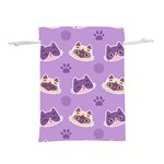 Cute Colorful Cat Kitten With Paw Yarn Ball Seamless Pattern Lightweight Drawstring Pouch (S) Front