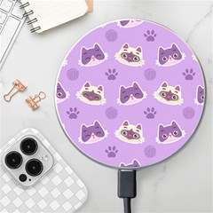 Cute Colorful Cat Kitten With Paw Yarn Ball Seamless Pattern Wireless Fast Charger(white) by Salman4z
