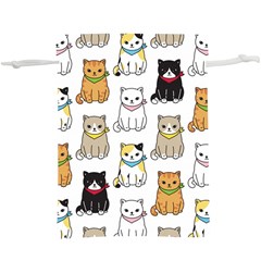 Cat Kitten Seamless Pattern Lightweight Drawstring Pouch (xl) by Salman4z