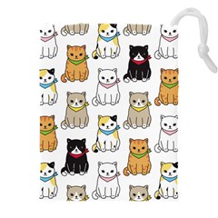 Cat Kitten Seamless Pattern Drawstring Pouch (4xl) by Salman4z