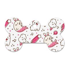 Cute Animal Seamless Pattern Kawaii Doodle Style Dog Tag Bone (one Side) by Salman4z