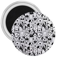 Seamless-pattern-with-black-white-doodle-dogs 3  Magnets by Salman4z