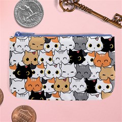 Cute-cat-kitten-cartoon-doodle-seamless-pattern Large Coin Purse by Salman4z