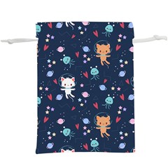 Cute-astronaut-cat-with-star-galaxy-elements-seamless-pattern Lightweight Drawstring Pouch (xl) by Salman4z