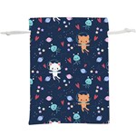 Cute-astronaut-cat-with-star-galaxy-elements-seamless-pattern Lightweight Drawstring Pouch (XL) Back