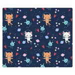Cute-astronaut-cat-with-star-galaxy-elements-seamless-pattern Premium Plush Fleece Blanket (Small) 50 x40  Blanket Front