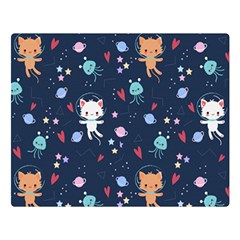Cute-astronaut-cat-with-star-galaxy-elements-seamless-pattern Premium Plush Fleece Blanket (large) by Salman4z