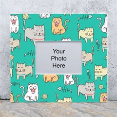 Seamless-pattern-cute-cat-cartoon-with-hand-drawn-style White Wall Photo Frame 5  X 7  by Salman4z