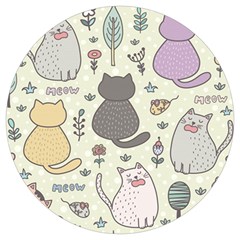 Funny Cartoon Cats Seamless Pattern Round Trivet by Salman4z