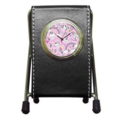 Beautiful-cute-animals-pattern-pink Pen Holder Desk Clock by Salman4z