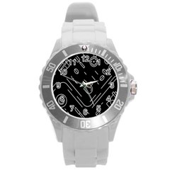 Coffee-background Round Plastic Sport Watch (l) by Salman4z