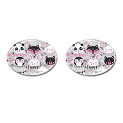 Big-set-with-cute-cartoon-animals-bear-panda-bunny-penguin-cat-fox Cufflinks (oval) by Salman4z
