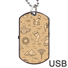 Egyptian-seamless-pattern-symbols-landmarks-signs-egypt Dog Tag Usb Flash (one Side) by Salman4z
