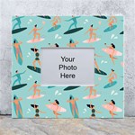 Beach-surfing-surfers-with-surfboards-surfer-rides-wave-summer-outdoors-surfboards-seamless-pattern- White Wall Photo Frame 5  x 7  Front