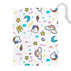 Unicorns-rainbows-seamless-pattern Drawstring Pouch (5xl) by Salman4z