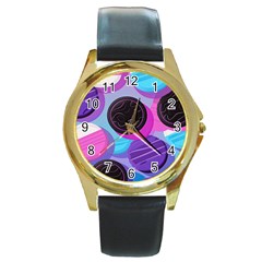 Cookies Chocolate Cookies Sweets Snacks Baked Goods Round Gold Metal Watch by Ravend