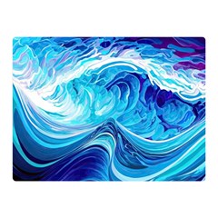 Tsunami Waves Ocean Sea Nautical Nature Water Two Sides Premium Plush Fleece Blanket (mini) by Ravend