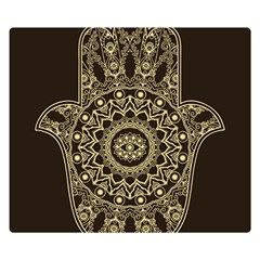 Hamsa-hand-drawn-symbol-with-flower-decorative-pattern Two Sides Premium Plush Fleece Blanket (small) by Salman4z
