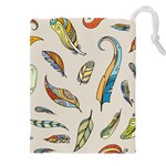 Vector-boho-doodle-feathers-seamless-pattern-illustration Drawstring Pouch (5XL) Front
