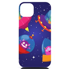 Cartoon-funny-aliens-with-ufo-duck-starry-sky-set Iphone 14 Plus Black Uv Print Case by Salman4z