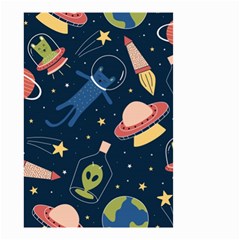 Seamless-pattern-with-funny-aliens-cat-galaxy Small Garden Flag (two Sides) by Salman4z