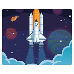 Spaceship-milkyway-galaxy Two Sides Premium Plush Fleece Blanket (medium) by Salman4z