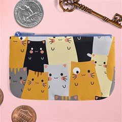Seamless-pattern-cute-cat-cartoons Large Coin Purse by Salman4z