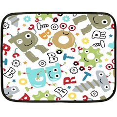 Seamless-pattern-vector-with-funny-robots-cartoon Fleece Blanket (mini) by Salman4z