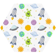 Seamless-pattern-cartoon-space-planets-isolated-white-background Wooden Puzzle Hexagon by Salman4z