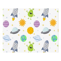 Seamless-pattern-cartoon-space-planets-isolated-white-background Premium Plush Fleece Blanket (large) by Salman4z