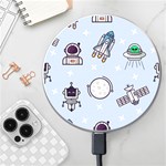 Seamless-pattern-with-space-theme Wireless Fast Charger(White) Front