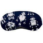 White-robot-blue-seamless-pattern Sleeping Mask Front