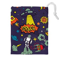 Vector-flat-space-design-background-with-text -- Drawstring Pouch (5xl) by Salman4z