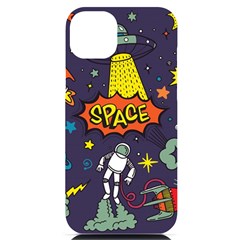 Vector-flat-space-design-background-with-text -- Iphone 14 Plus Black Uv Print Case by Salman4z