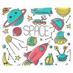 Space-cosmos-seamless-pattern-seamless-pattern-doodle-style Premium Plush Fleece Blanket (small) by Salman4z