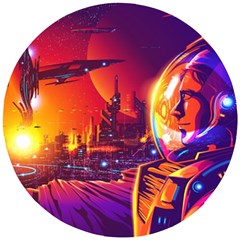 Far-future-human-colonization Wooden Puzzle Round by Salman4z