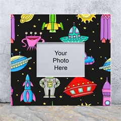 Seamless-pattern-with-space-objects-ufo-rockets-aliens-hand-drawn-elements-space White Wall Photo Frame 5  X 7  by Salman4z