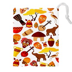 Africa-jungle-ethnic-tribe-travel-seamless-pattern-vector-illustration Drawstring Pouch (5xl) by Salman4z