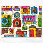 Retro-cameras-audio-cassettes-hand-drawn-pop-art-style-seamless-pattern Rectangular Jigsaw Puzzl Front