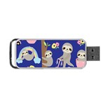 Hand-drawn-cute-sloth-pattern-background Portable USB Flash (One Side) Front