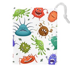 Dangerous-streptococcus-lactobacillus-staphylococcus-others-microbes-cartoon-style-vector-seamless Drawstring Pouch (5xl) by Salman4z