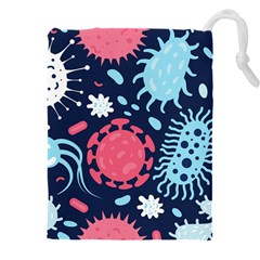 Seamless-pattern-microbes-virus-vector-illustration Drawstring Pouch (5xl) by Salman4z