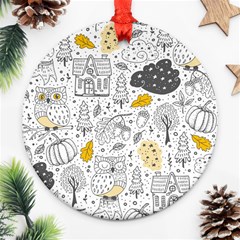 Doodle-seamless-pattern-with-autumn-elements Ornament (round) by Salman4z