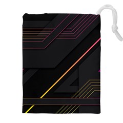 Gradient-geometric-shapes-dark-background Drawstring Pouch (5xl) by Salman4z