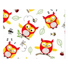 Seamless-pattern-vector-owl-cartoon-with-bugs Two Sides Premium Plush Fleece Blanket (large) by Salman4z