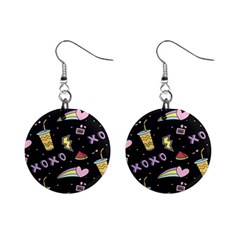 Cute-girl-things-seamless-background Mini Button Earrings by Salman4z
