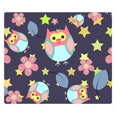 Owl-stars-pattern-background Two Sides Premium Plush Fleece Blanket (small) by Salman4z