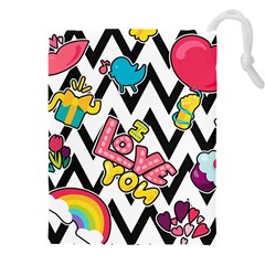 Vector-romantic-love-seamless-pattern Drawstring Pouch (5xl) by Salman4z