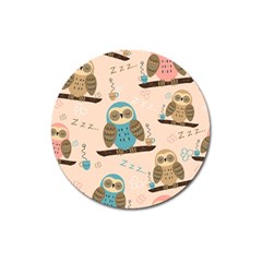 Seamless-pattern-owls-dream-cute-style-pajama-fabric Magnet 3  (round) by Salman4z